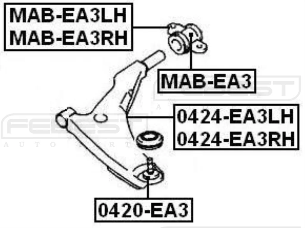 Tuleja tylna wahacza dolnego - MITSUBISHI [MAB-EA3RH]  MR554381,MR554376   (HYDRO) PRAWA 