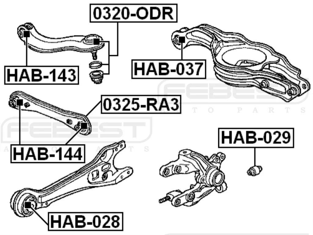 Tuleja wahacza poprzecznego górnego HONDA  [HAB-143]52400-SED-003 , 52390-SED-003