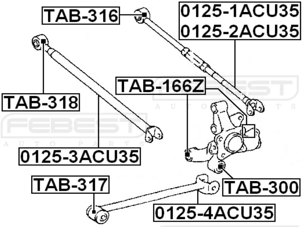 Tuleja wahacza poprzecznego tylnego  LEXUS TOYOTA - [TAB-318](#48710-48050,4871048050)