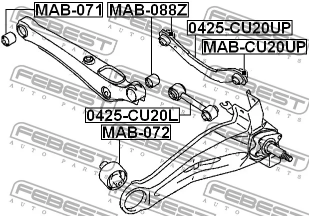 Tuleja pływająca wahacza tylnego poprzecznego/tylnego łukowego -DODGE MITSUBISHI [MAB-088Z] 4113A062