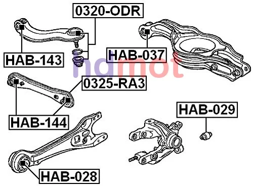 Tuleja wahacza tylnego poprzecznego dolnego - HONDA [ ZTT-HD-030B ] 52355-SX0-020,52360-SX0-020,52360-SED-E01,52355-SED-E01