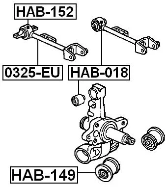 Tuleja wahacza tylnego poprzecznego tylnego / zwrotnicy górna HONDA - [HAB-018]  52395-S5A-004 , 52395S5A004 