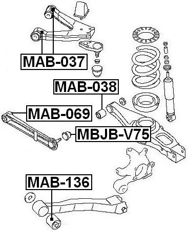 -Tuleja wahacza tylnego wzdłużnego- MITSUBISHI  [MAB-136] 4125A006 2004.06.01->