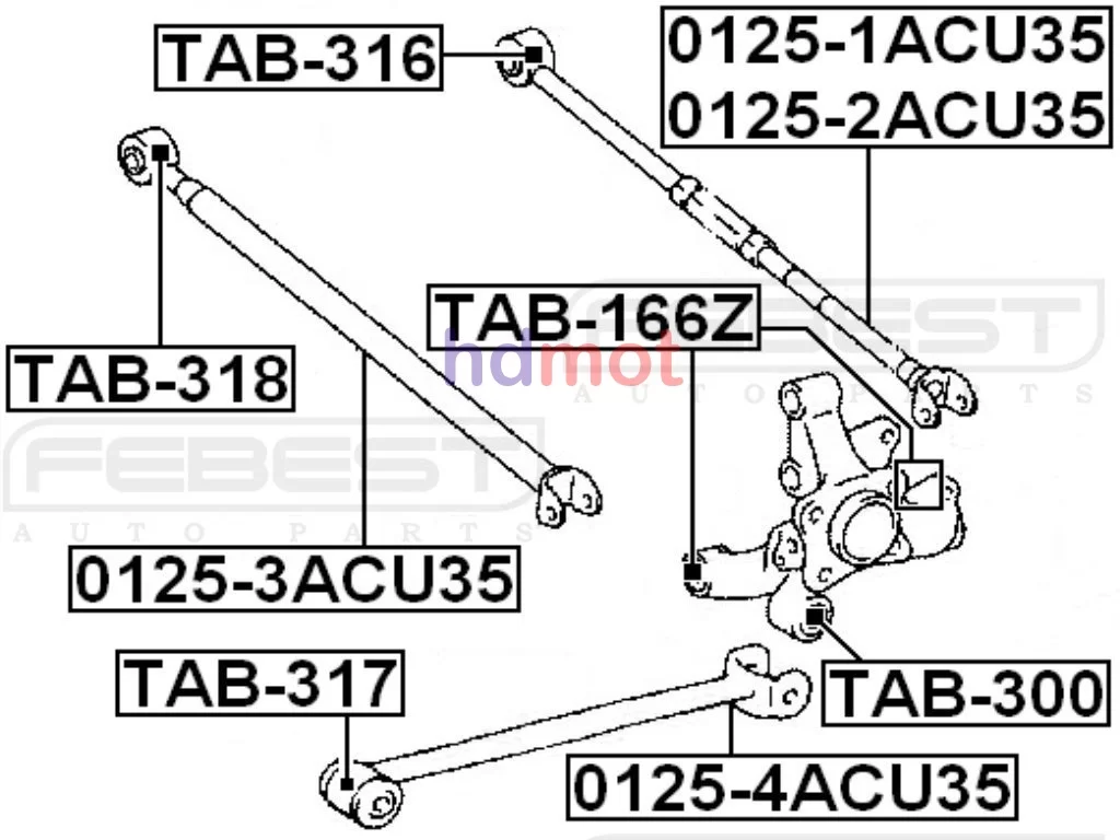 Tuleja zwrotnicy LEXUS TOYOTA - [TAB-300] 42304­-48030­,42305-48030­ do wahacza wleczonego tylnego