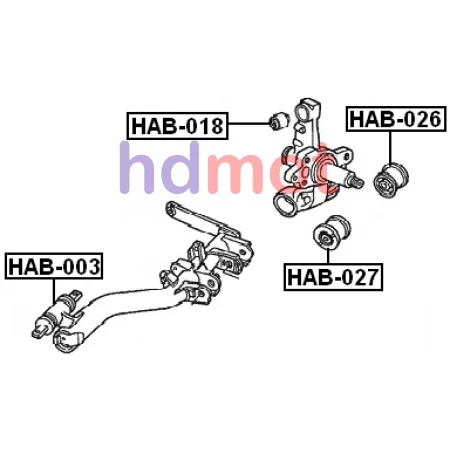 Tuleja zwrotnicy tylnej HONDA (tylna) - [HAB-026] 52366-S5A-024 , 52366S5A024 