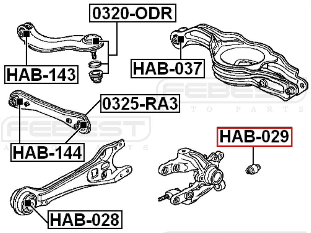 Tuleja zwrotnicy tylnej - HONDA [HAB-029] 52622-SP0-003,52622SP0003