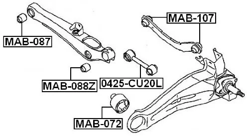 Tuleja do wahacza tylnego górnego (łukowy) - MITSUBISHI [MAB-107] MR491911,4110A012,4110A085