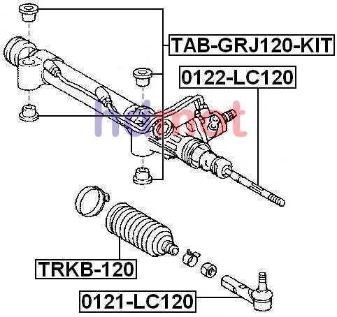 Tuleje mocowania przekładni kierowniczej TOYOTA - [TAB-GRJ120-KIT]  44200-35061,4420035061
