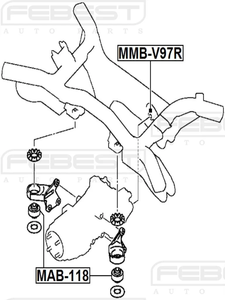 Tuleje mocowania tylnego mostu - MITSUBISHI  [MAB-118 / MMB-V97R] OUTLANDER