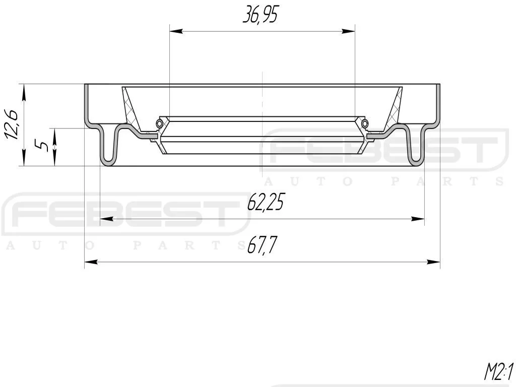 Uszczelniacz łożyska pośredniego półosi MAZDA G56025744 38X62X5X12.6 