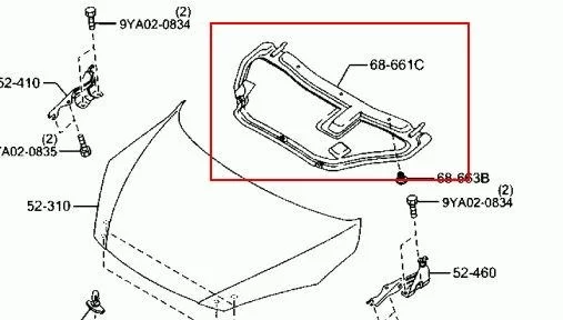 Wygłuszenie maski silnika MAZDA DF78-56-681A,DF7856681A